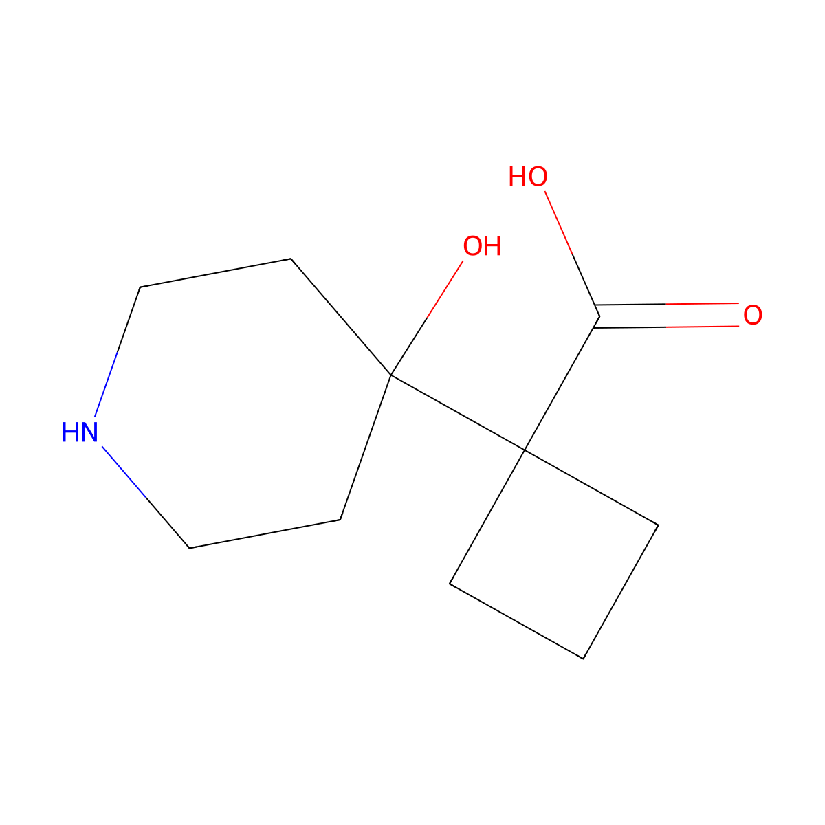 1-(4-Hydroxypiperidin-4-yl)cyclobutane-1-carboxylic acid molecular structure, CAS 2166818-58-0