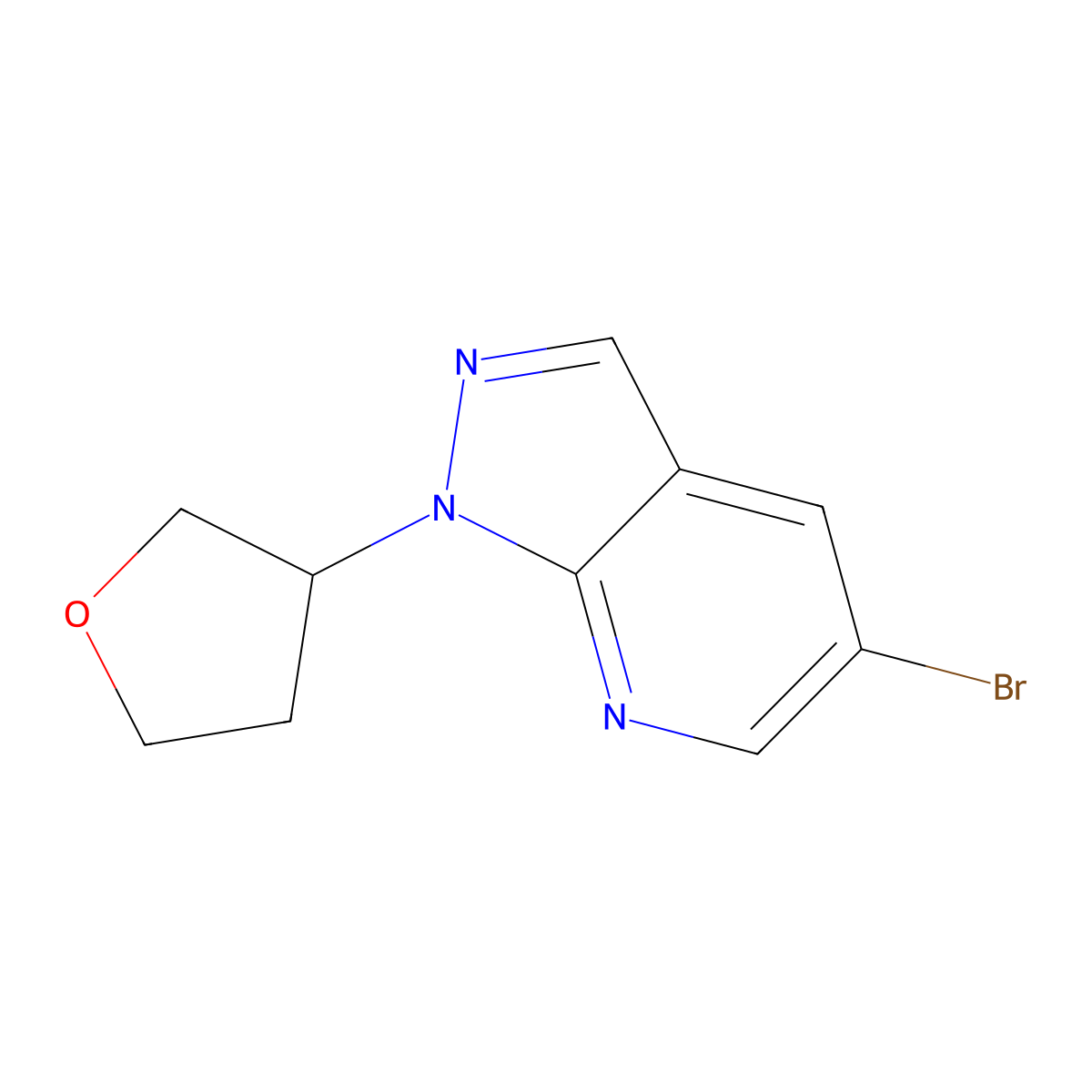 5-Bromo-1-(tetrahydrofuran-3-yl)-1H-pyrazolo[3,4-b]pyridine molecular structure, CAS 2166819-36-7
