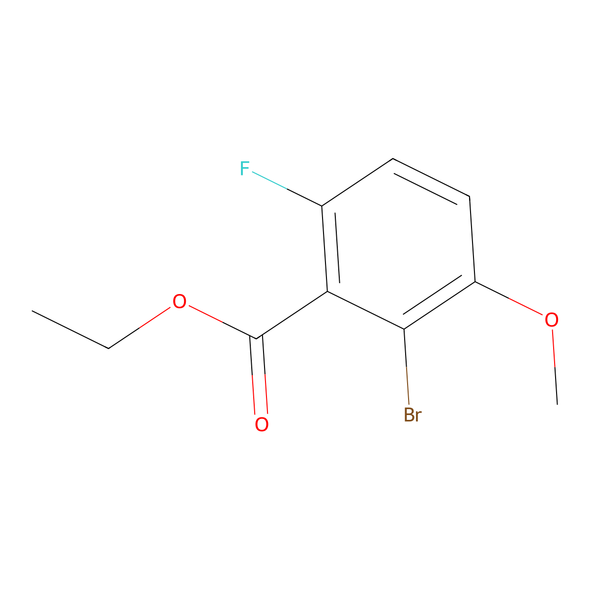 Ethyl 2-bromo-6-fluoro-3-methoxybenzoate molecular structure, CAS 2166829-53-2
