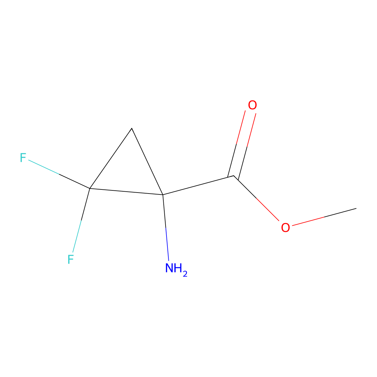 Methyl 1-amino-2,2-difluorocyclopropane-1-carboxylate molecular structure, CAS 2166829-97-4