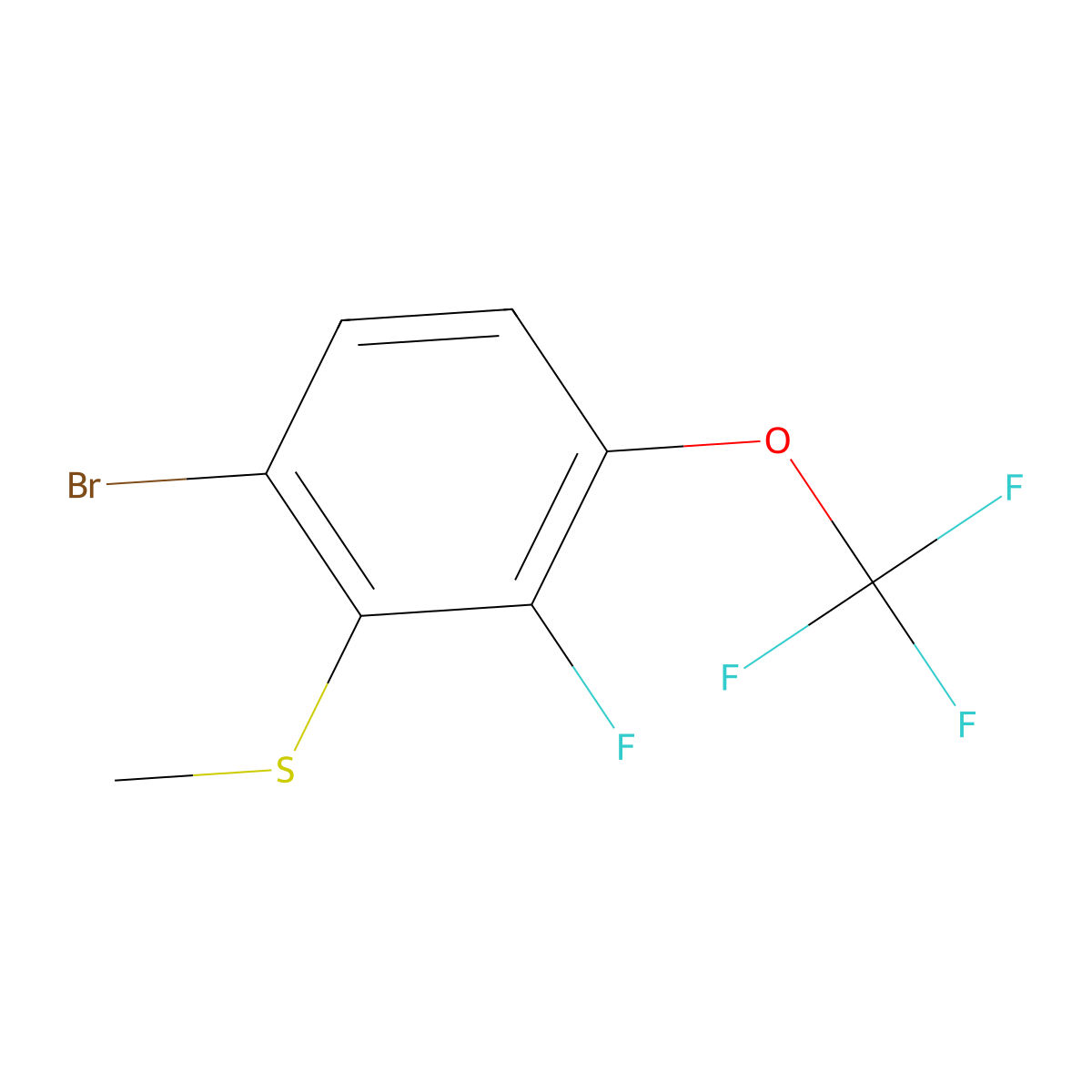 (6-Bromo-2-fluoro-3-(trifluoromethoxy)phenyl)(methyl)sulfane molecular structure, CAS 2166835-73-8