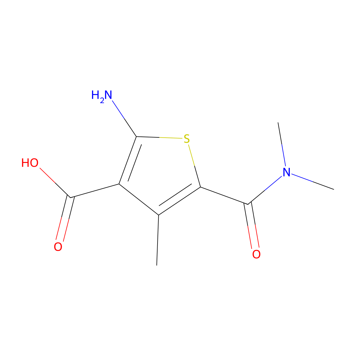 2-Amino-5-(dimethylcarbamoyl)-4-methylthiophene-3-carboxylic acid molecular structure, CAS 2166838-70-4