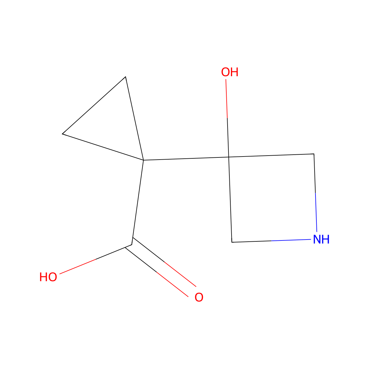 1-(3-Hydroxyazetidin-3-yl)cyclopropane-1-carboxylic acid molecular structure, CAS 2166844-15-9
