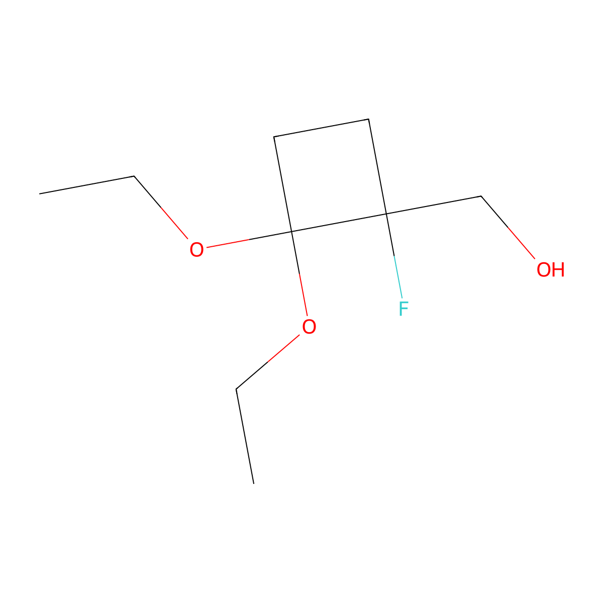 (2,2-Diethoxy-1-fluorocyclobutyl)methanol molecular structure, CAS 2166845-62-9