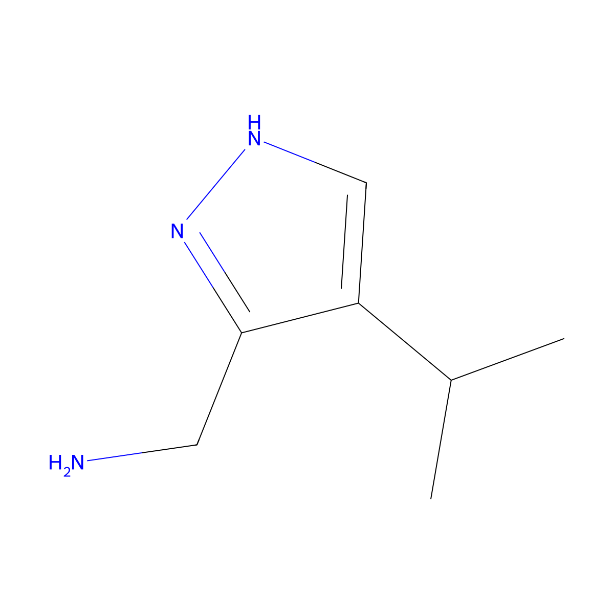 (4-(propan-2-yl)-1H-pyrazol-5-yl)methanamine molecular structure, CAS 2166847-05-6