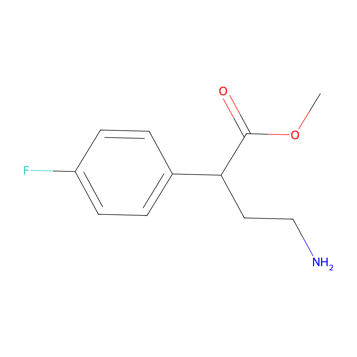 Methyl 4-amino-2-(4-fluorophenyl)butanoate molecular structure, CAS 2166849-31-4