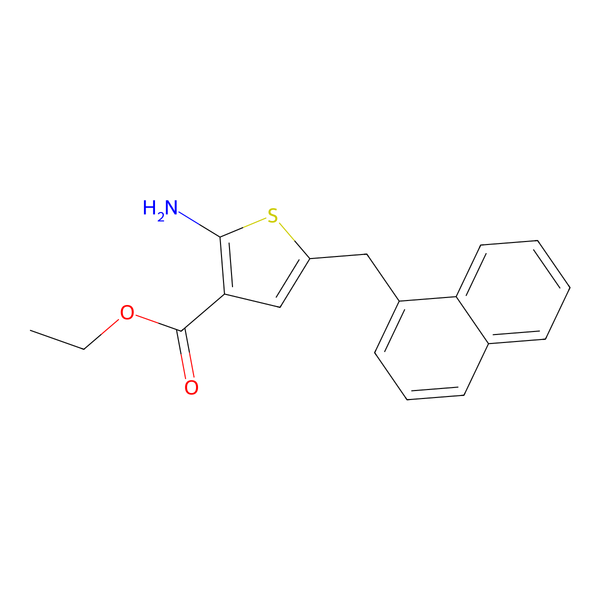 Ethyl 2-amino-5-(naphthalen-1-ylmethyl)thiophene-3-carboxylate molecular structure, CAS 216686-54-3