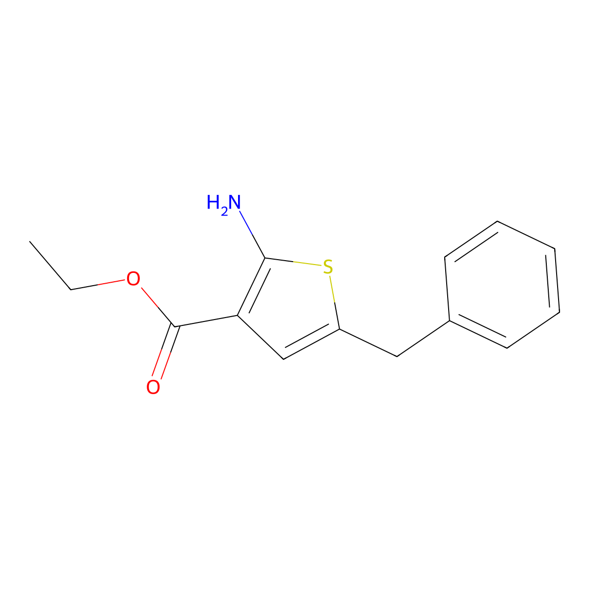 Ethyl 2-amino-5-benzylthiophene-3-carboxylate molecular structure, CAS 216686-60-1