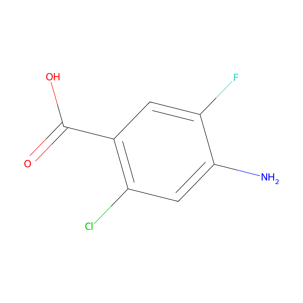4-Amino-2-chloro-5-fluorobenzoic acid molecular structure, CAS 2166861-81-8
