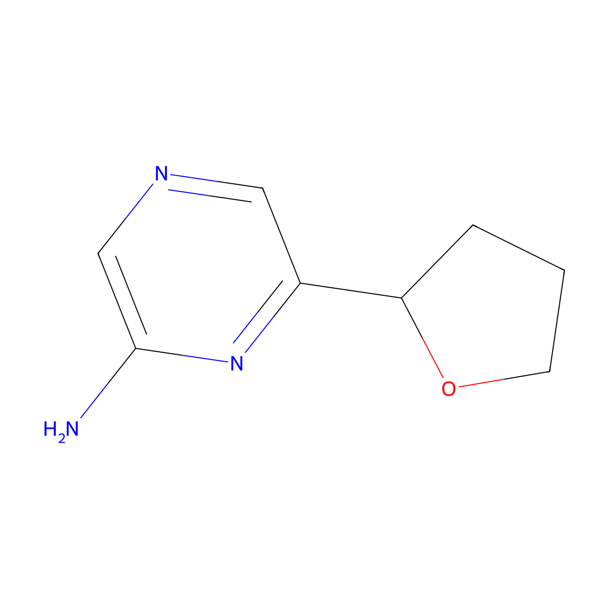6-(Tetrahydrofuran-2-yl)pyrazin-2-amine molecular structure, CAS 2166863-29-0