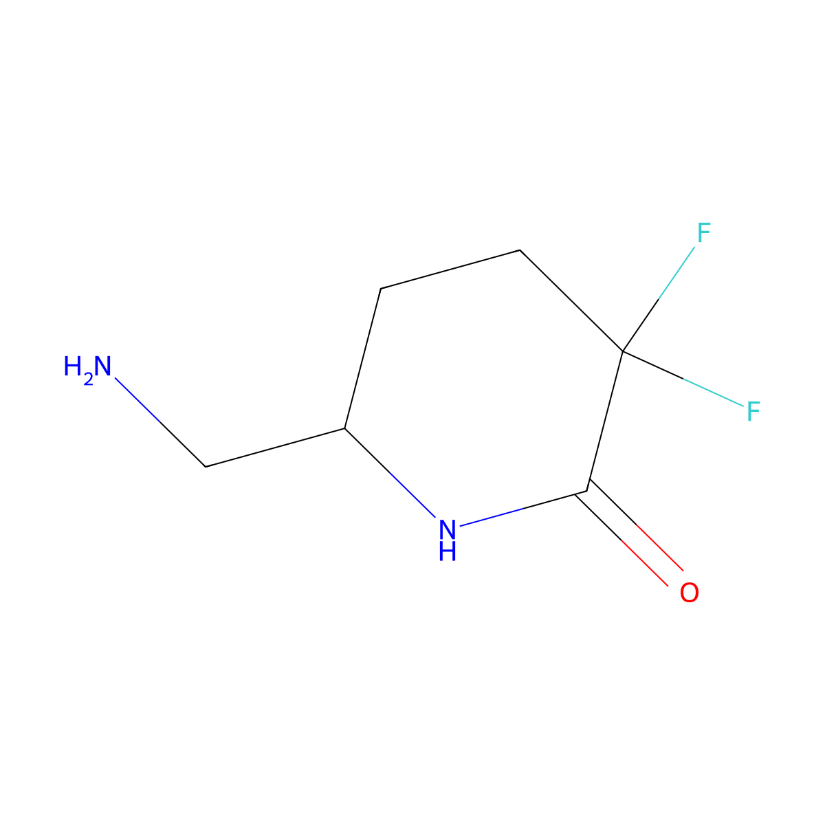6-(Aminomethyl)-3,3-difluoropiperidin-2-one molecular structure, CAS 2166865-52-5