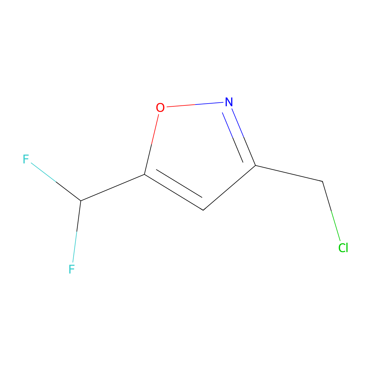 3-(Chloromethyl)-5-(difluoromethyl)-1,2-oxazole molecular structure, CAS 2166880-54-0