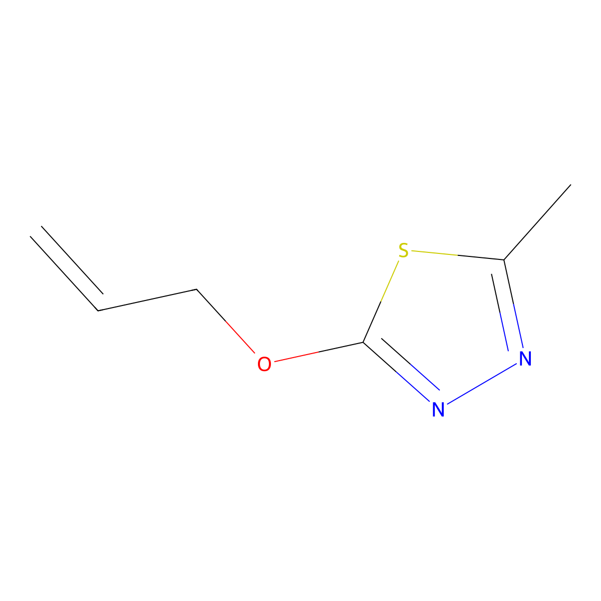 2-Methyl-5-(prop-2-en-1-yloxy)-1,3,4-thiadiazole molecular structure, CAS 2166881-60-1
