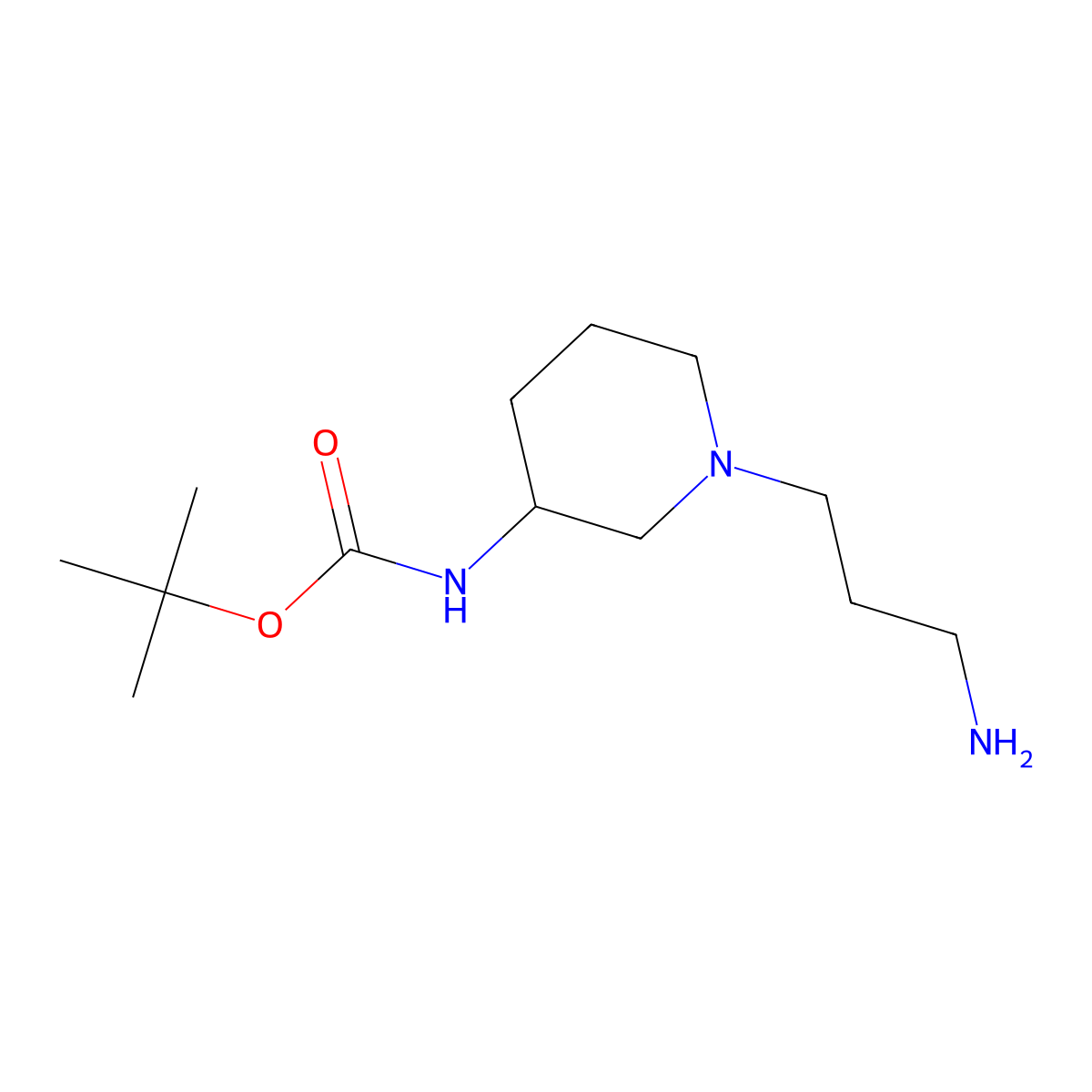 tert-butyl N-[1-(3-aminopropyl)piperidin-3-yl]carbamate molecular structure, CAS 2166882-15-9