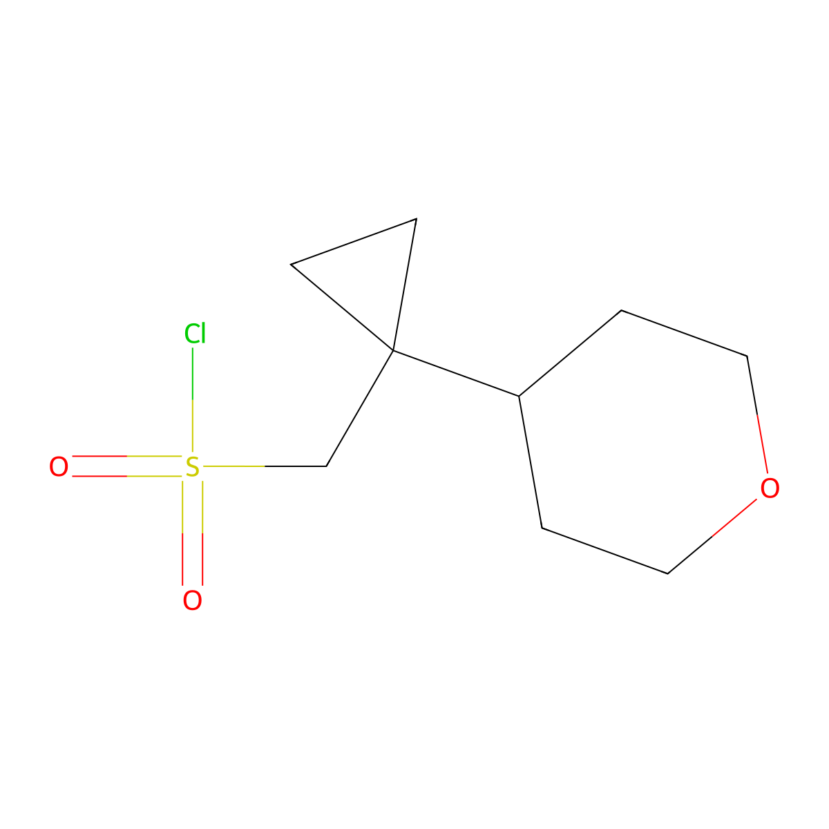 [1-(Oxan-4-yl)cyclopropyl]methanesulfonyl chloride molecular structure, CAS 2166884-31-5
