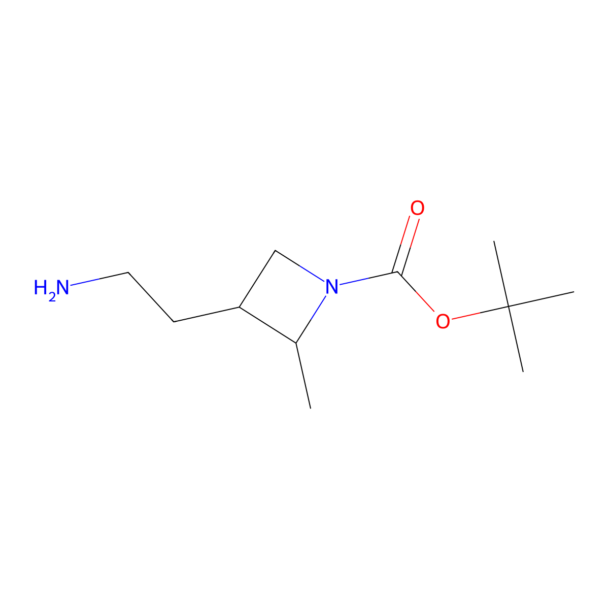 Tert-butyl 3-(2-aminoethyl)-2-methylazetidine-1-carboxylate molecular structure, CAS 2166894-17-1