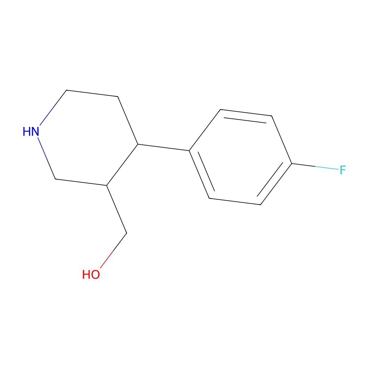 4-(4-Fluorophenyl)-3-piperidinemethanol molecular structure, CAS 216690-19-6