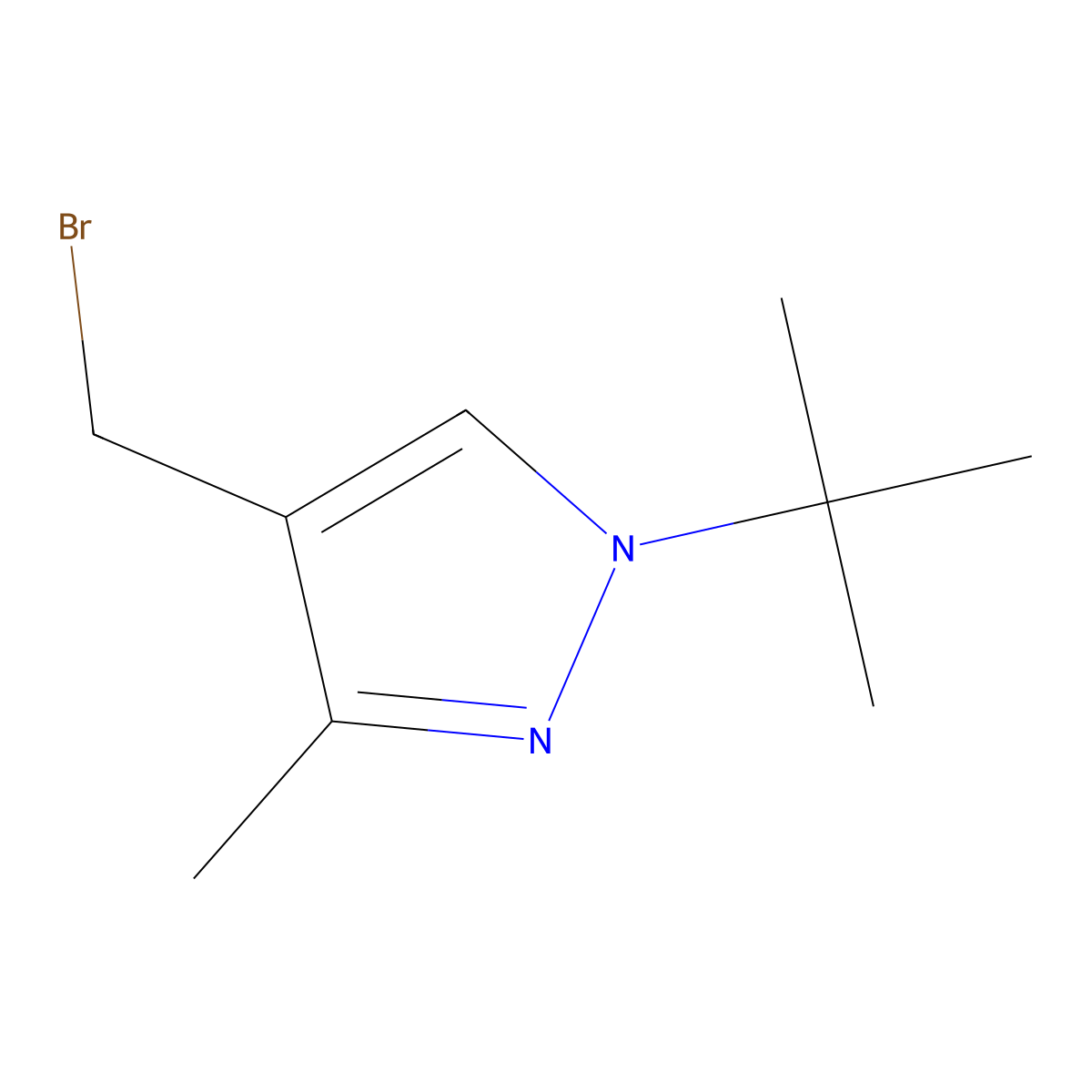 4-(bromomethyl)-1-tert-butyl-3-methyl-1H-pyrazole molecular structure, CAS 2166902-12-9
