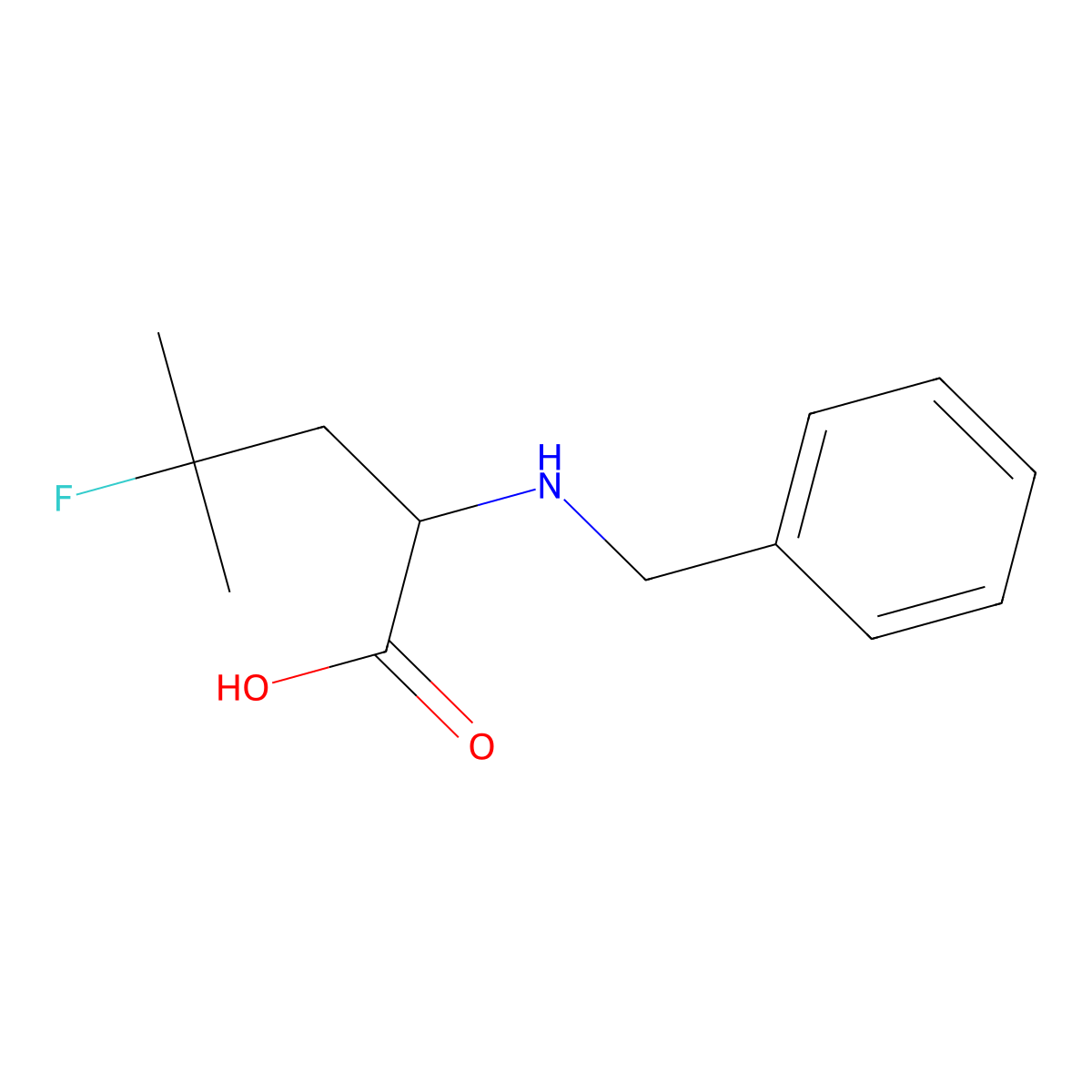 2-(Benzylamino)-4-fluoro-4-methylpentanoic acid molecular structure, CAS 2166902-39-0