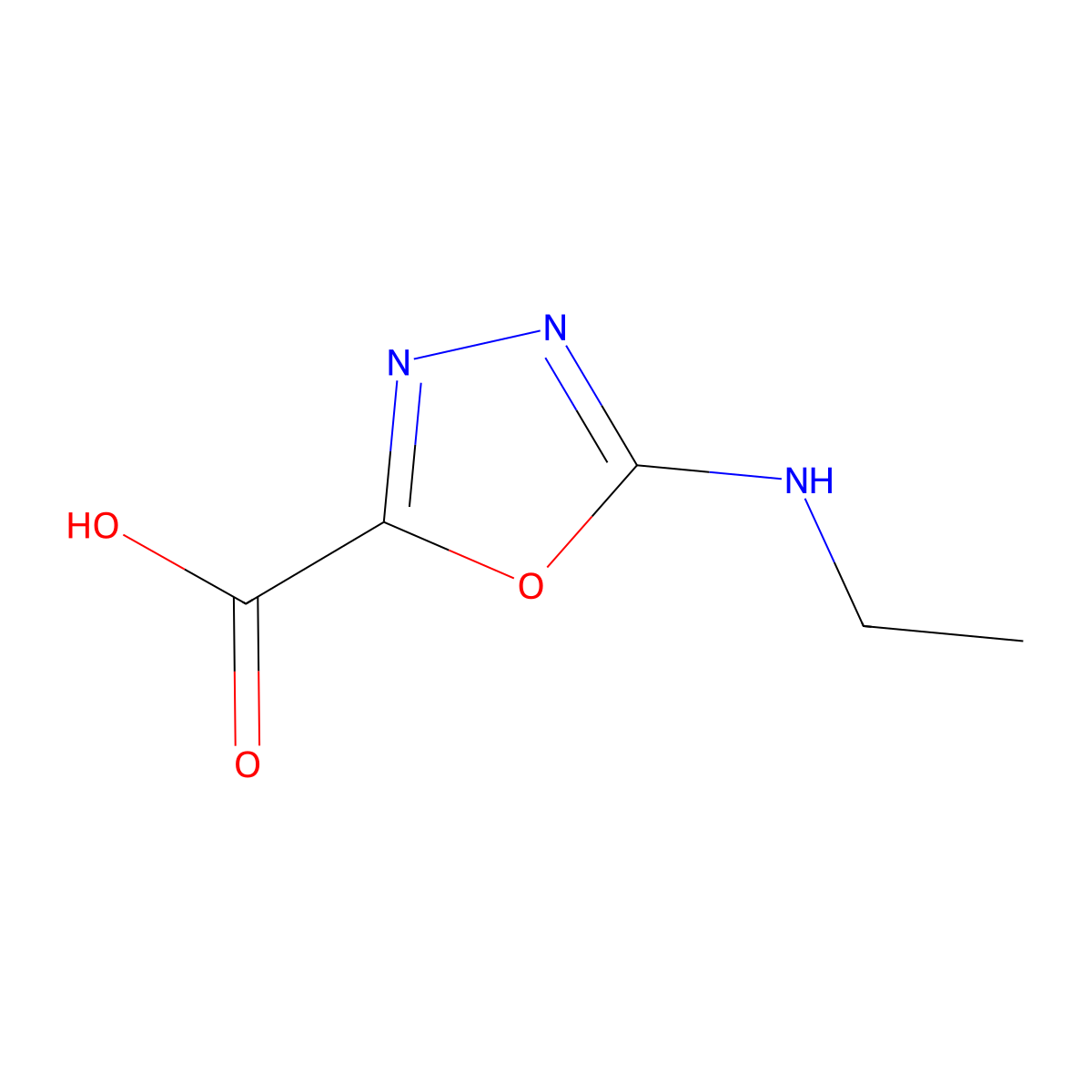 5-(Ethylamino)-1,3,4-oxadiazole-2-carboxylic acid molecular structure, CAS 2166913-64-8
