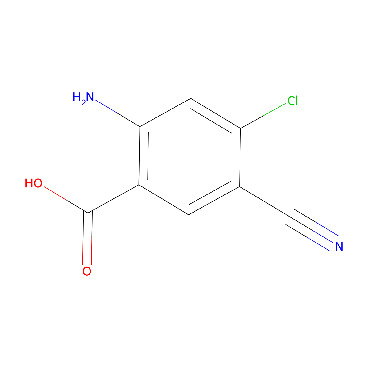 2-Amino-4-chloro-5-cyanobenzoic acid molecular structure, CAS 2166919-82-8