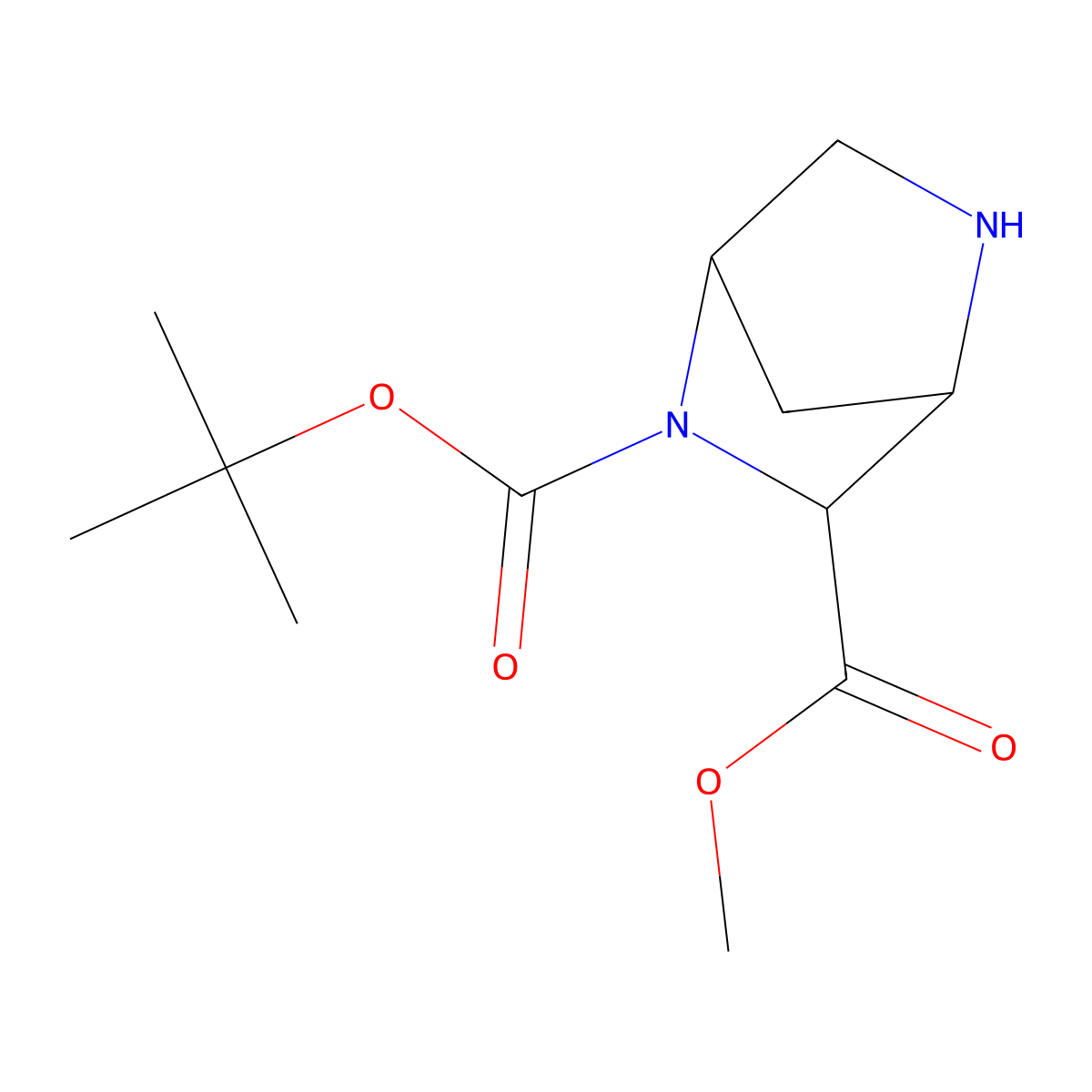 2-Tert-butyl 3-methyl 2,5-diazabicyclo[2.2.1]heptane-2,3-dicarboxylate molecular structure, CAS 2166924-57-6