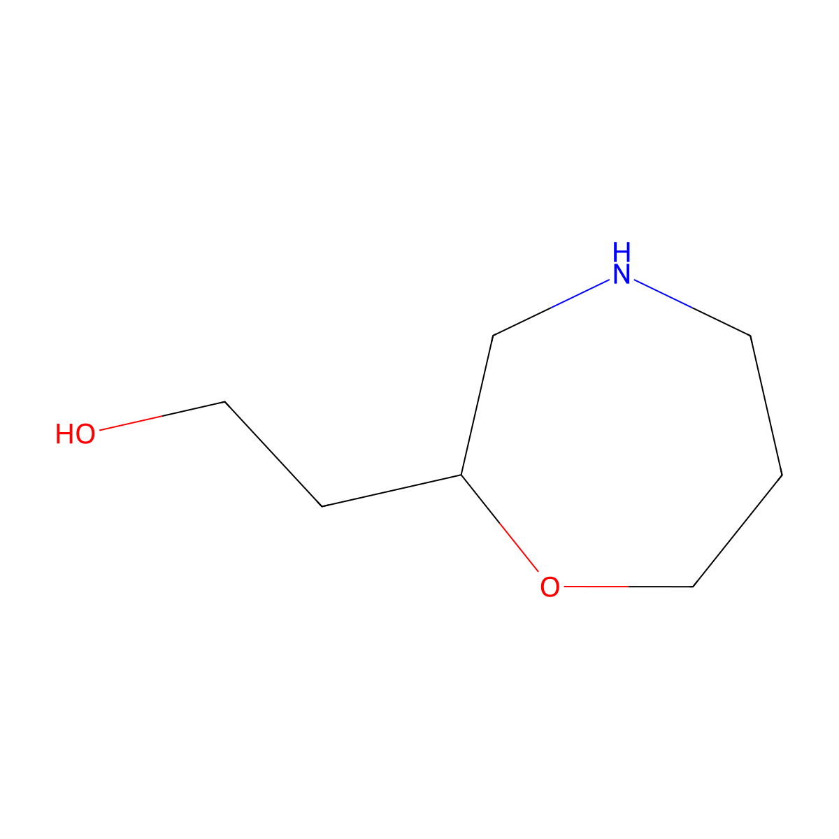 2-(1,4-Oxazepan-2-yl)ethan-1-ol molecular structure, CAS 2166925-04-6