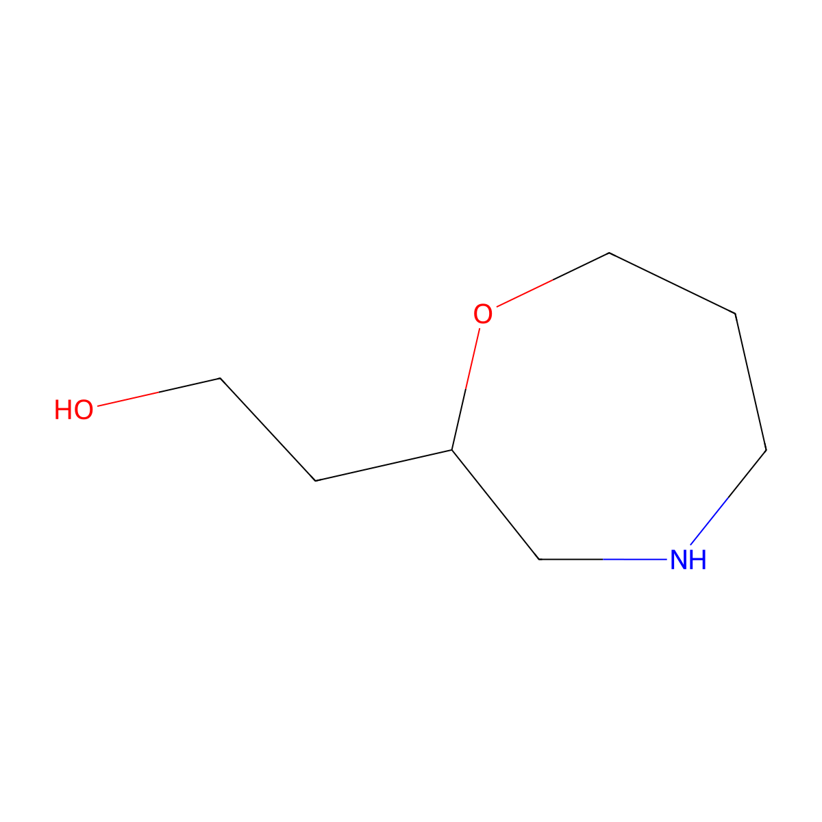 2-(1,4-Oxazepan-2-yl)ethan-1-ol molecular structure, CAS 2166925-04-6