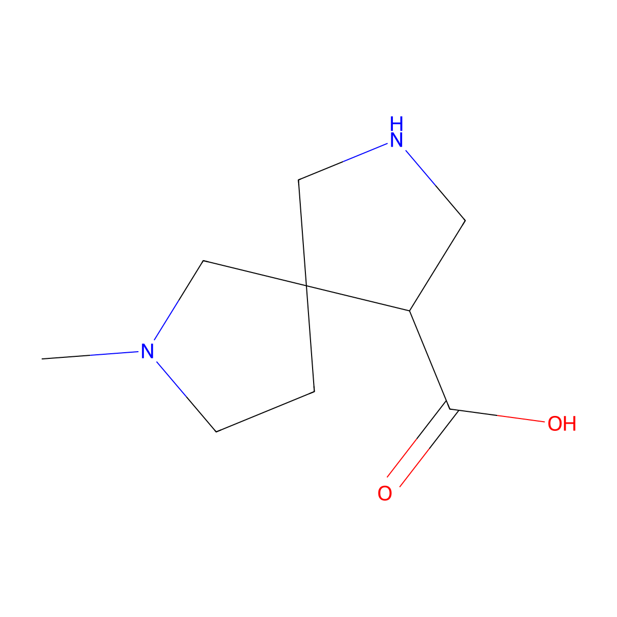 7-Methyl-2,7-diazaspiro[4.4]nonane-4-carboxylic acid molecular structure, CAS 2166928-63-6
