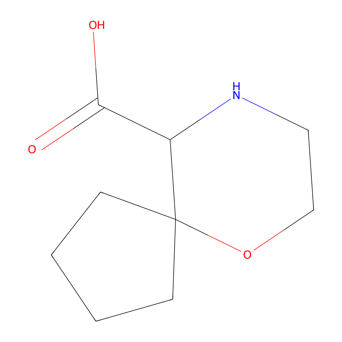 6-Oxa-9-azaspiro[4.5]decane-10-carboxylic acid molecular structure, CAS 2166931-27-5