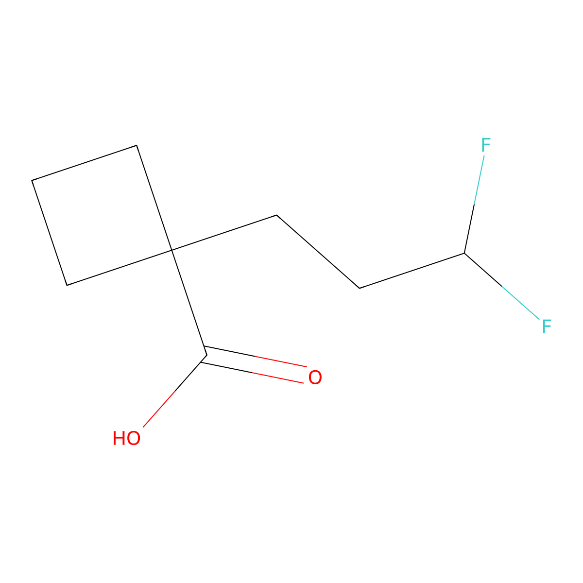 1-(3,3-Difluoropropyl)cyclobutane-1-carboxylic acid molecular structure, CAS 2166943-28-6