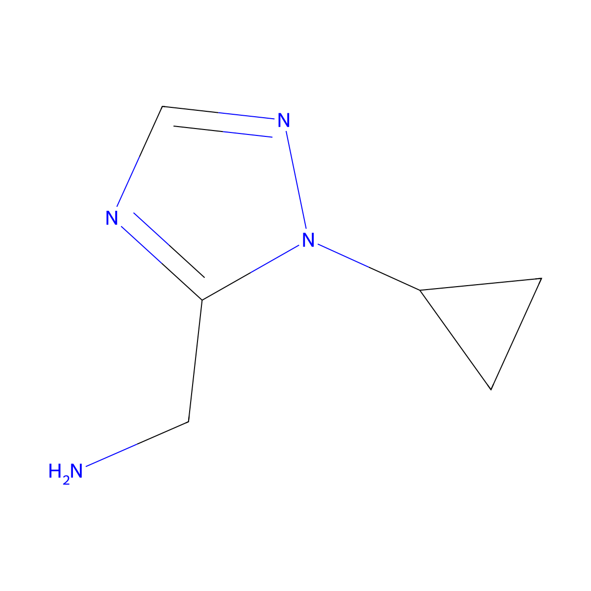 1-(1-cyclopropyl-1H-1,2,4-triazol-5-yl)methanamine molecular structure, CAS 2166947-75-5
