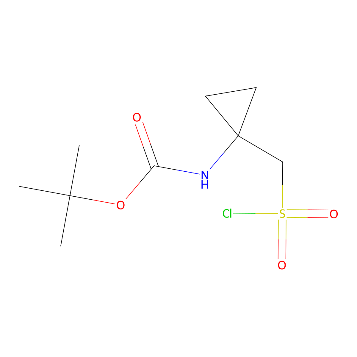tert-butyl N-(1-((chlorosulfonyl)methyl)cyclopropyl)carbamate molecular structure, CAS 2166949-71-7