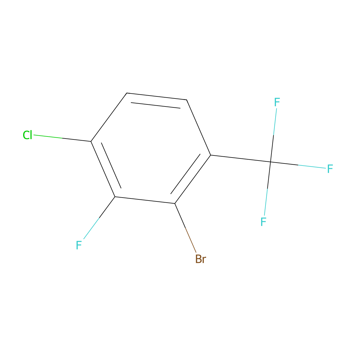 2-Bromo-4-chloro-3-fluoro-1-(trifluoromethyl)benzene molecular structure, CAS 2166953-63-3