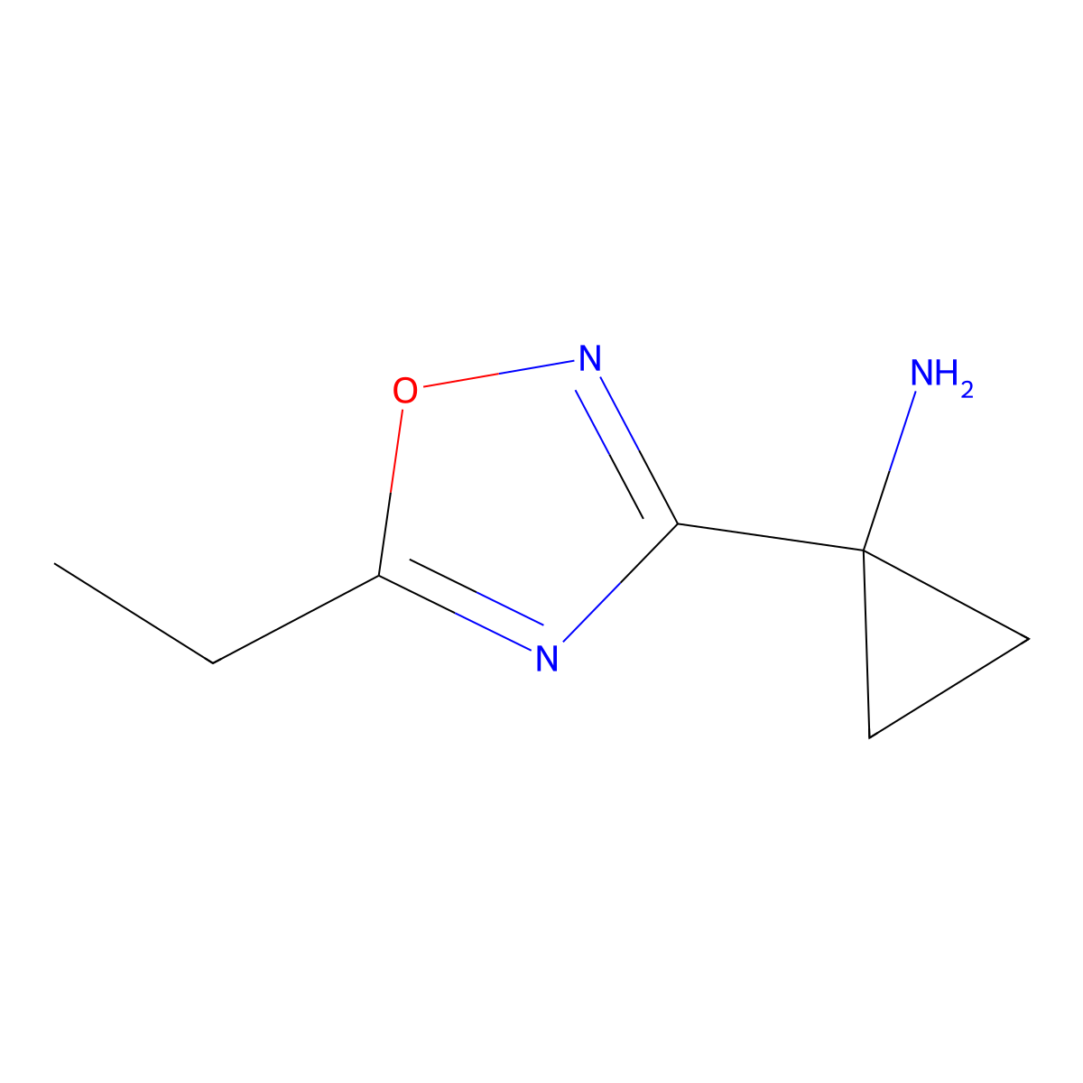 1-(5-Ethyl-1,2,4-oxadiazol-3-yl)cyclopropan-1-amine molecular structure, CAS 2166954-65-8