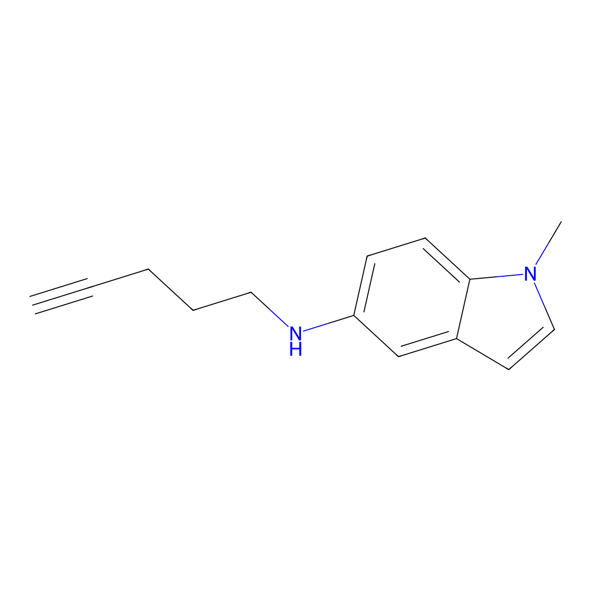 1-methyl-N-(pent-4-yn-1-yl)-1H-indol-5-amine molecular structure, CAS 2166957-73-7