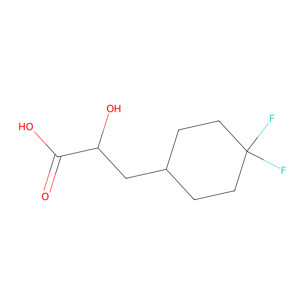 3-(4,4-Difluorocyclohexyl)-2-hydroxypropanoic acid molecular structure, CAS 2166959-64-2