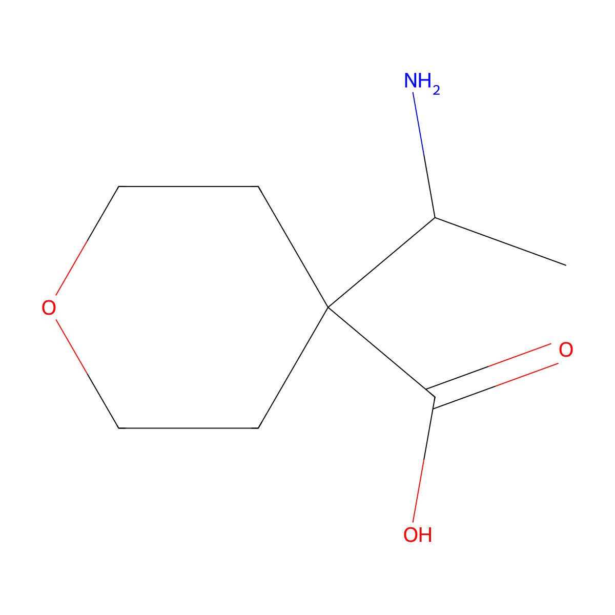 4-(1-Aminoethyl)oxane-4-carboxylic acid molecular structure, CAS 2166961-10-8
