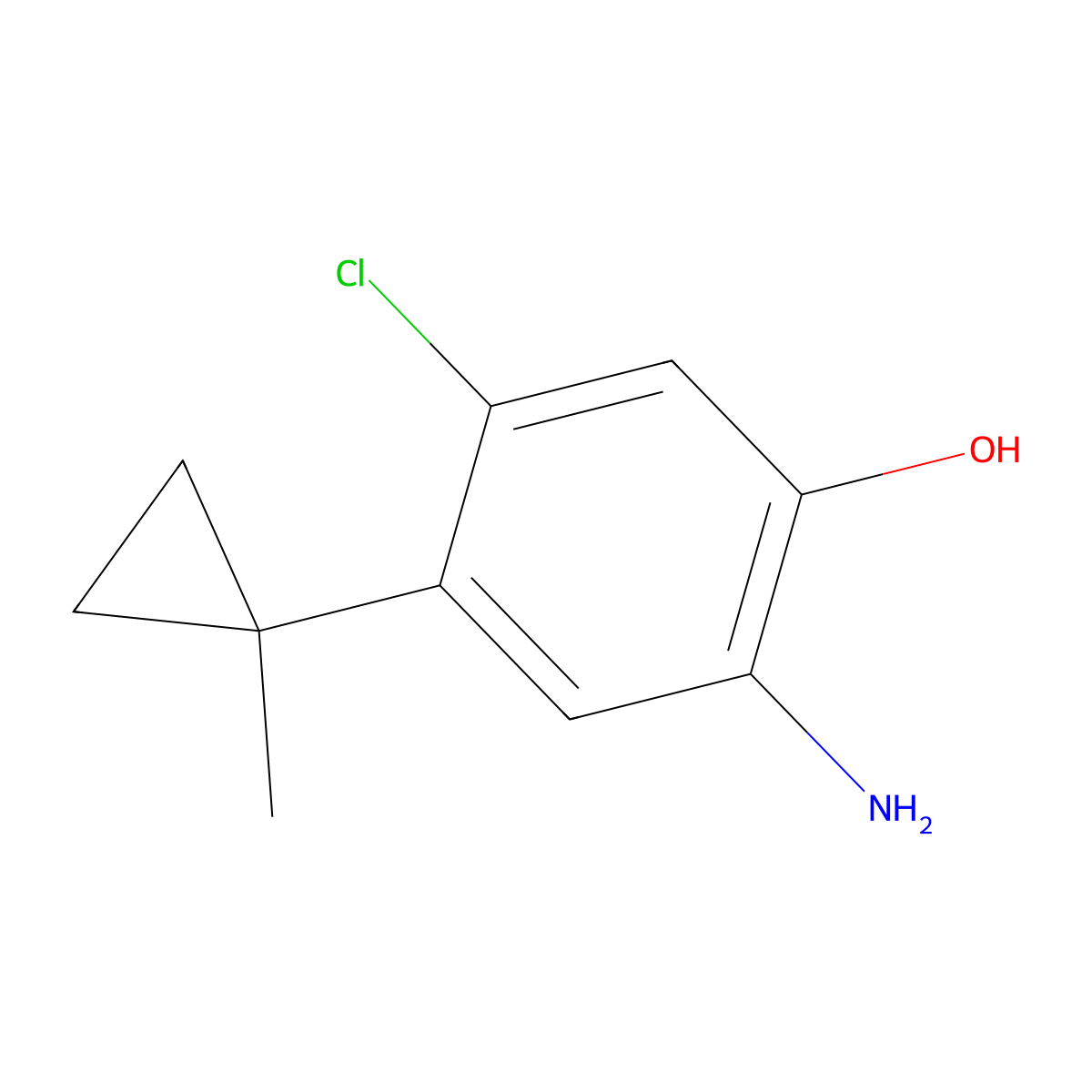 2-Amino-5-chloro-4-(1-methylcyclopropyl)phenol molecular structure, CAS 2166964-19-6