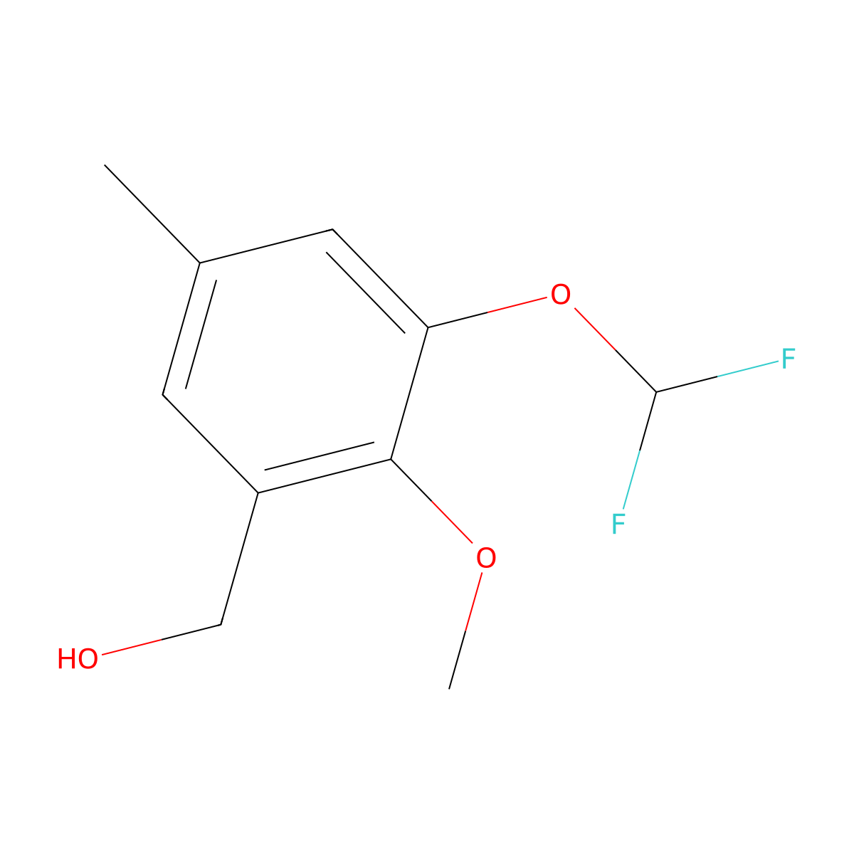 Benzenemethanol, 3-(difluoromethoxy)-2-methoxy-5-methyl- molecular structure, CAS 2166964-20-9