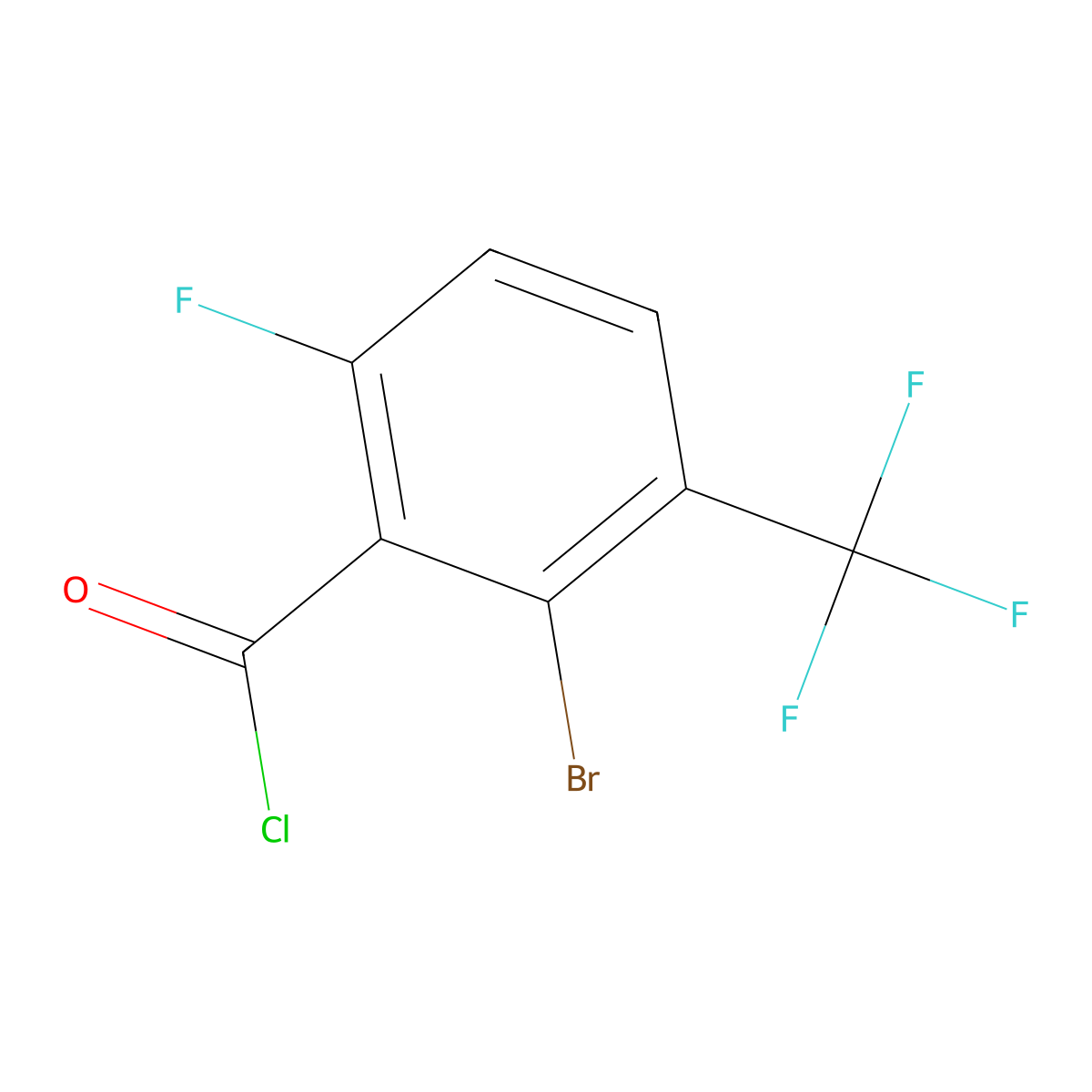 2-Bromo-6-fluoro-3-(trifluoromethyl)benZoyl chloride molecular structure, CAS 2166964-51-6