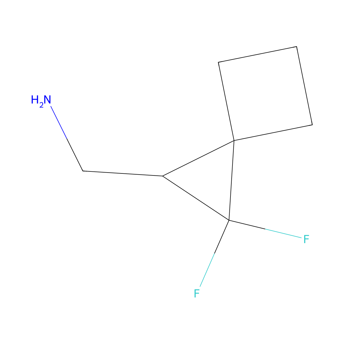 (2,2-Difluorospiro(2.3)hexan-1-yl)methanamine molecular structure, CAS 2166964-71-0