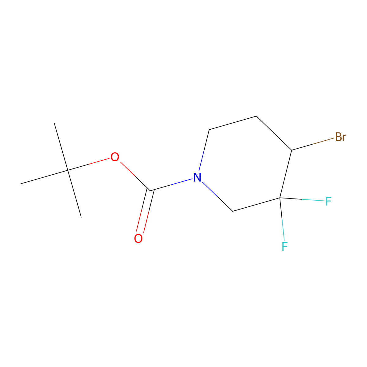 tert-Butyl 4-bromo-3,3-difluoropiperidine-1-carboxylate molecular structure, CAS 2166966-44-3