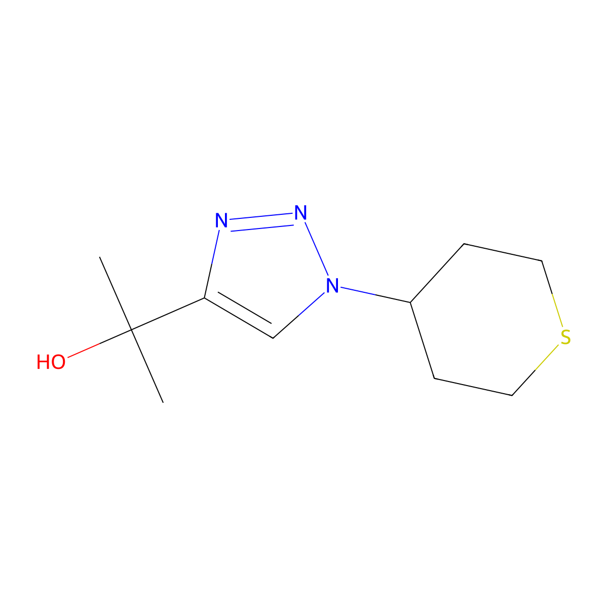 2-[1-(thian-4-yl)-1H-1,2,3-triazol-4-yl]propan-2-ol molecular structure, CAS 2166969-21-5