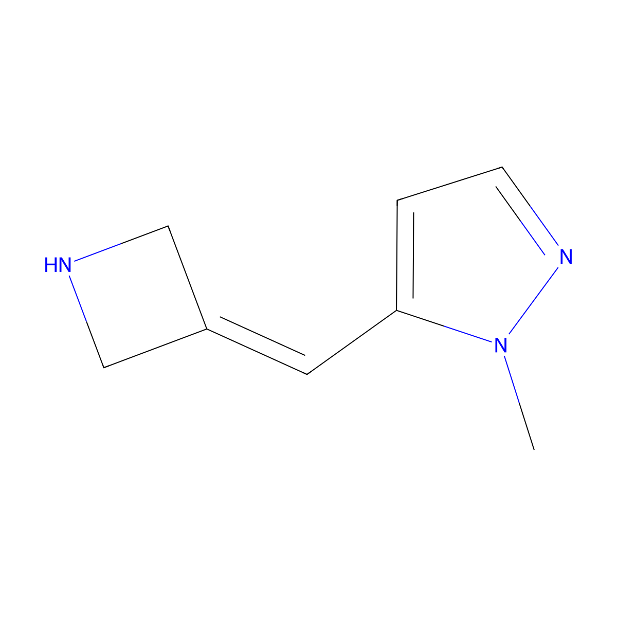5-[(azetidin-3-ylidene)methyl]-1-methyl-1H-pyrazole molecular structure, CAS 2166970-45-0
