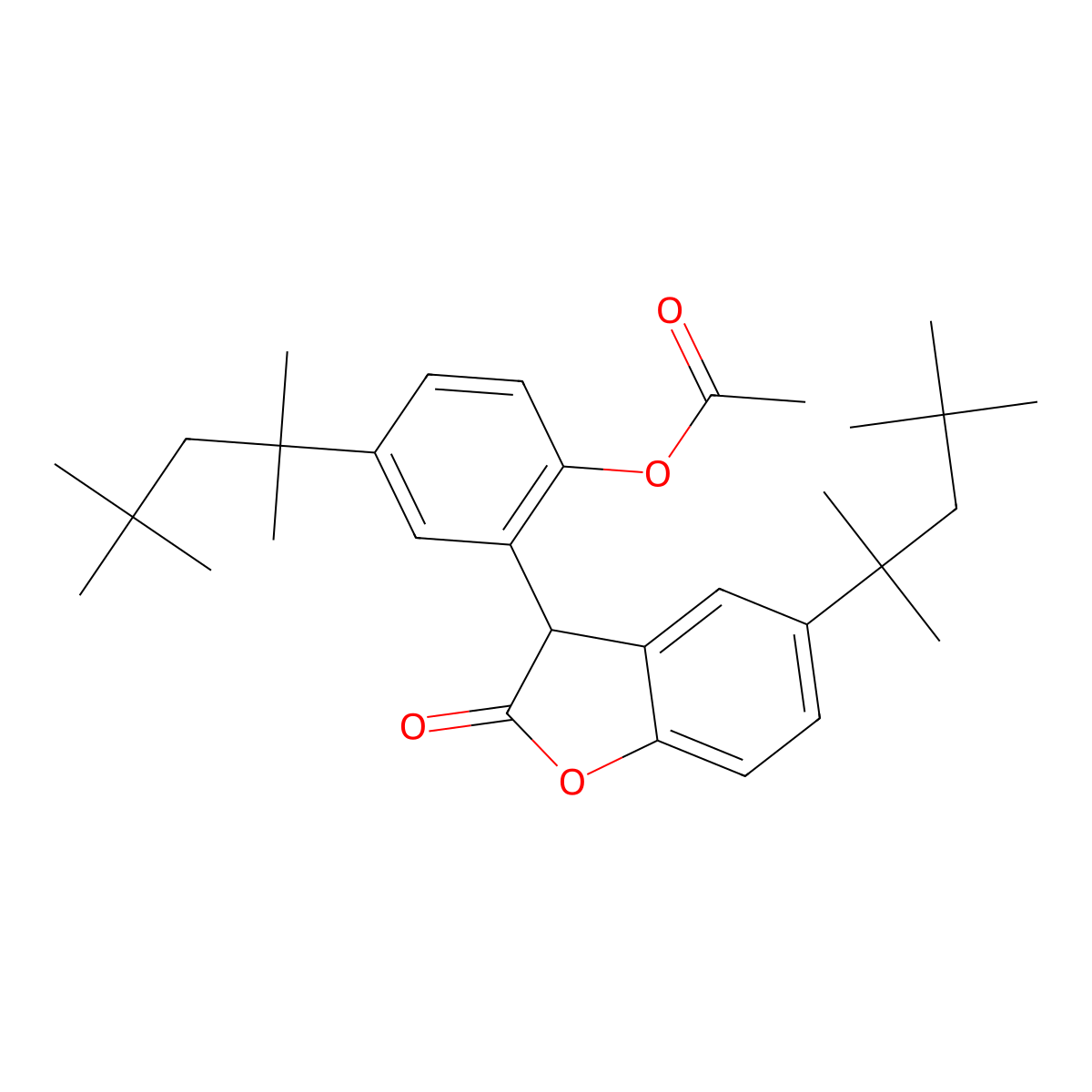 Acetoxytetramethylbutylphenyl tetramethylbutylbenzofuranone molecular structure, CAS 216698-07-6