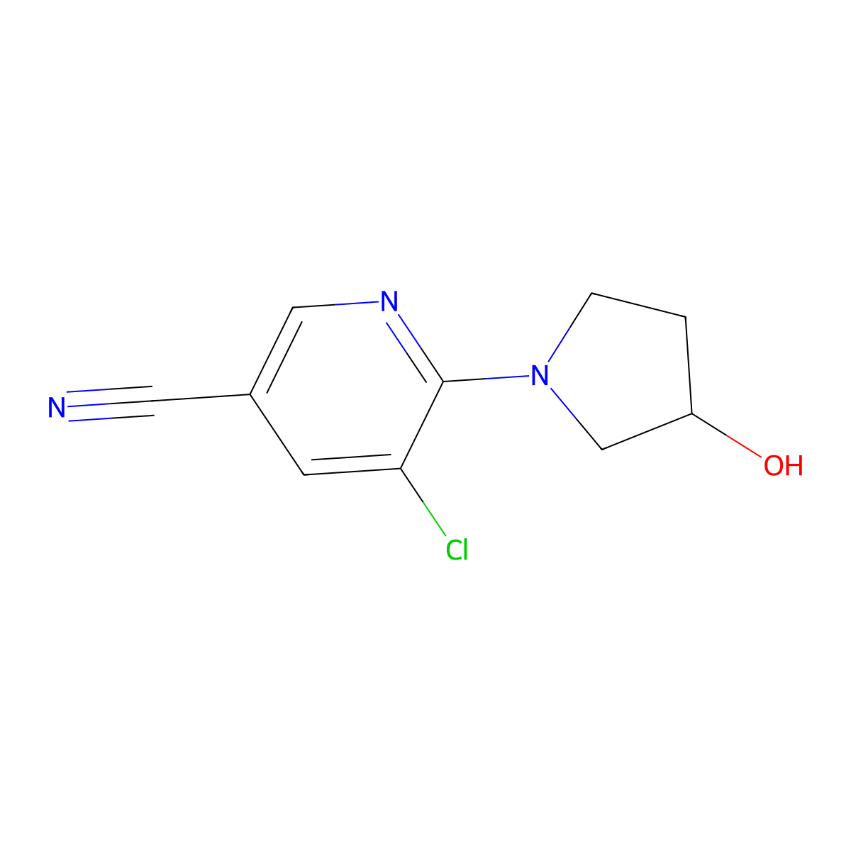 5-Chloro-6-(3-hydroxypyrrolidin-1-yl)pyridine-3-carbonitrile molecular structure, CAS 2166980-13-6