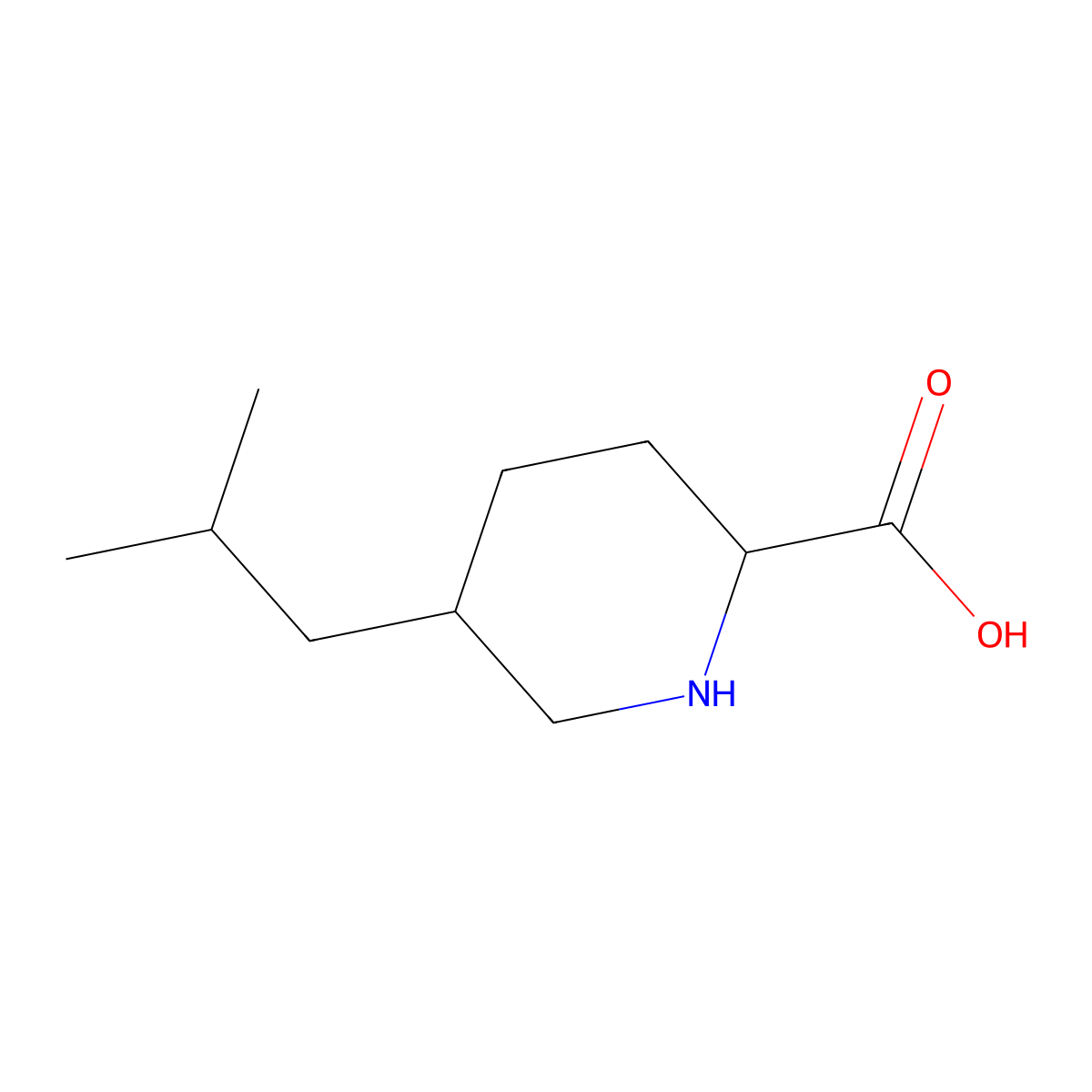 5-(2-Methylpropyl)piperidine-2-carboxylic acid molecular structure, CAS 2166982-60-9