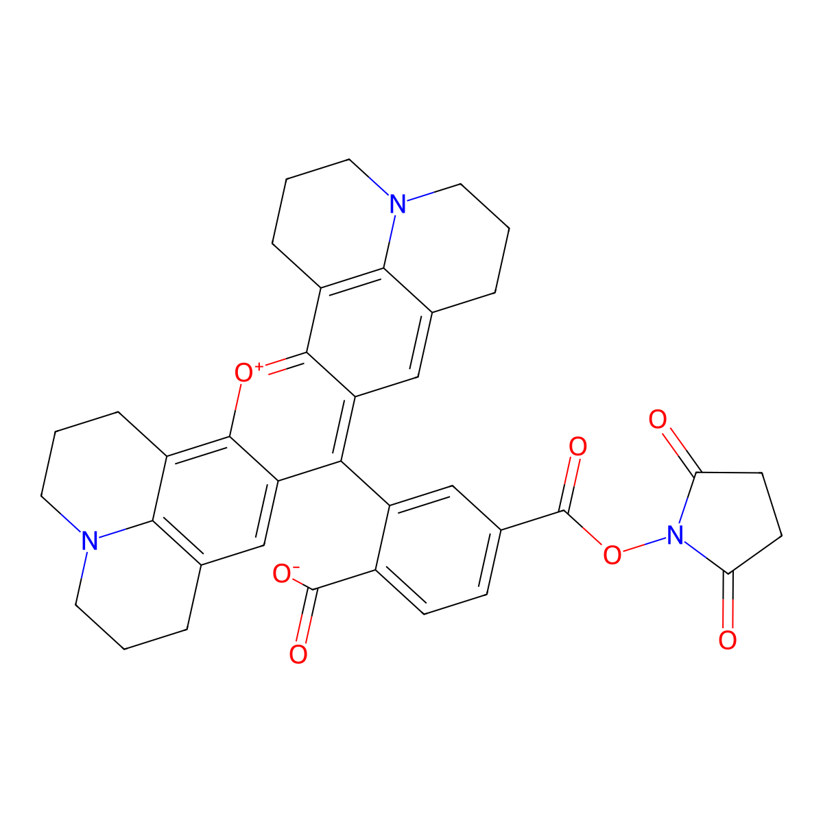 6-Carboxy-X-rhodamine N-succinimidyl ester molecular structure, CAS 216699-36-4
