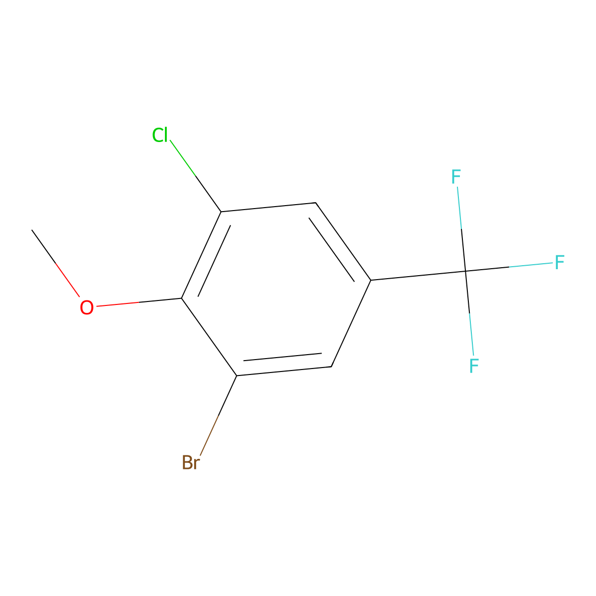 1-Bromo-3-chloro-2-methoxy-5-(trifluoromethyl)benzene molecular structure, CAS 2166990-39-0